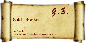 Gabl Benke névjegykártya
